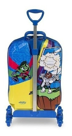 Kit Mochila Jovens Teen Titans Infantil Masculina Rodinha 3d