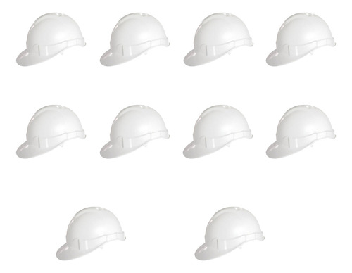 Kit 10 Capacete Epi De Segurança Obras Proteção Com Carneira Cor Branco