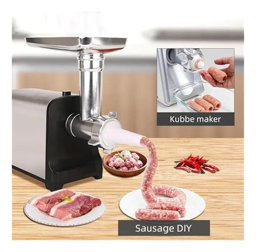 Moedor De Carne Portátil De 1000 W Com Bandeja De Liga
