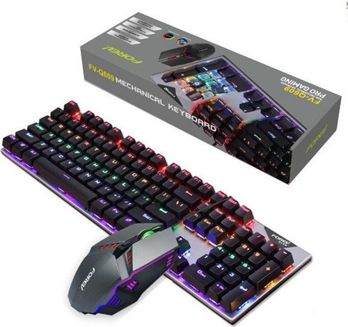 Mecanico Teclado Mouse Español Rgb 20 Modos Forev Original