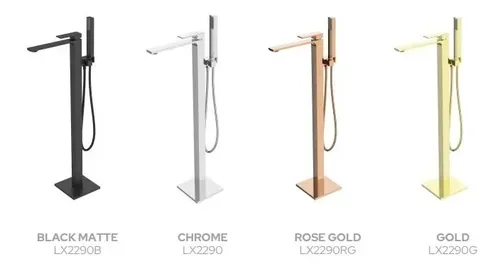 Misturador Monocomando Pedestal Banheira Lexxa Ouro Escovado