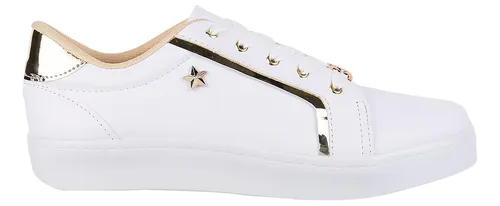 Tenis Casual Mujer Blanco Tacto Piel Stfashion 00303807