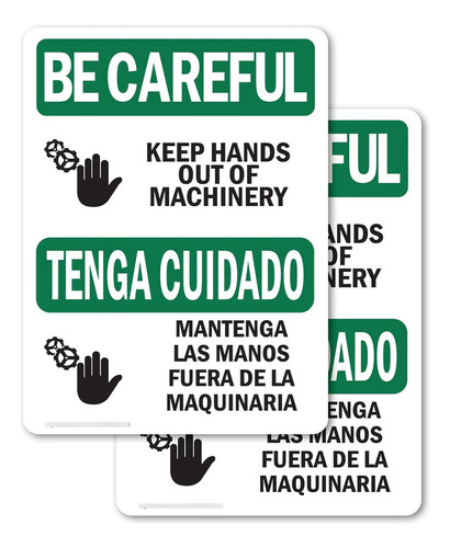 Letrero Bilingüe Texto Ingl  Keep Hands Out Of Machinery  Be