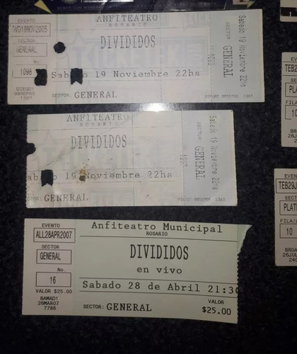 Lote Entradas Recital - Divididos, Las Pelotas, Catupecu (Usado)