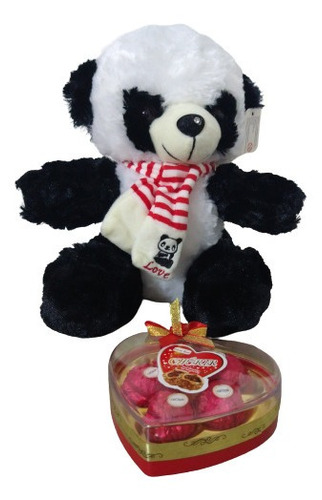 Peluche Regalo Oso Panda +letrero+chocolates+empaque Amor 