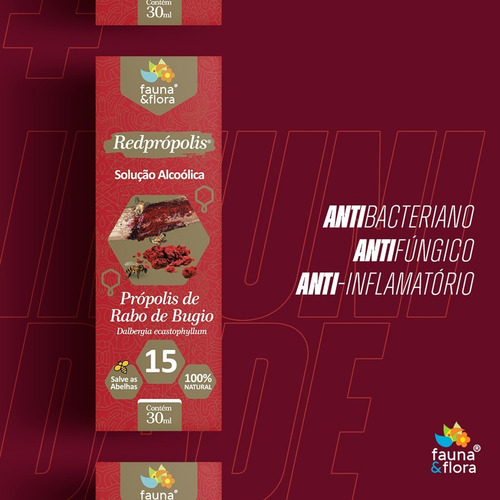 Extrato Própolis Vermelha Puro Red Solução Alcoólica 15