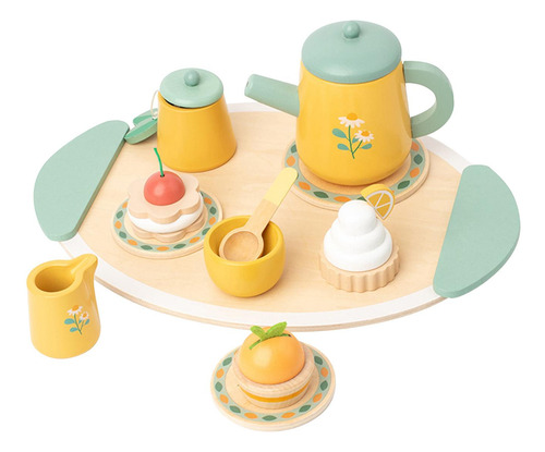 Juego De Té De Madera De Juguete, Mini Platos De Tetera,