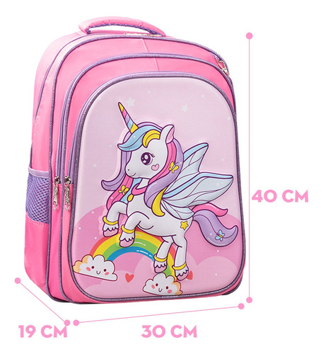 Mochila Escolar 3d Mima2 Unicornio Fantasy