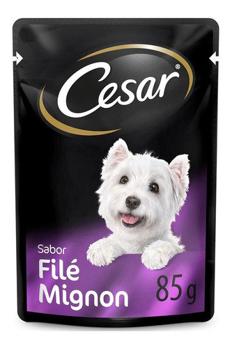 Alimento Cesar Sachet para cão adulto todos os tamanhos sabor filete mignon em saco de 85g