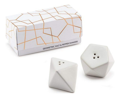 Juego De Salero Y Pimentero Geométricos, Color Blanco