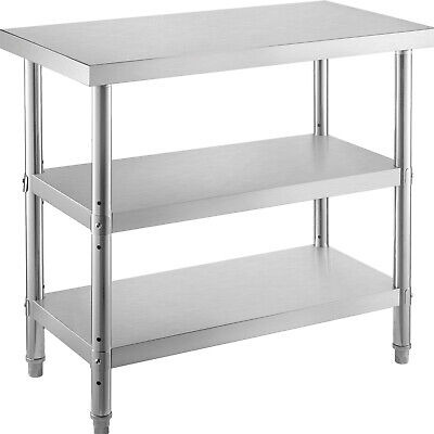 Vevor 24 X14 Stainless Steel Work Table 2 Shelves Comme Zzi