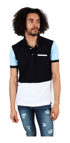 Imagen 5 de 6 de Playera Tipo Polo Hombre Manga Corta Block Azul Marino