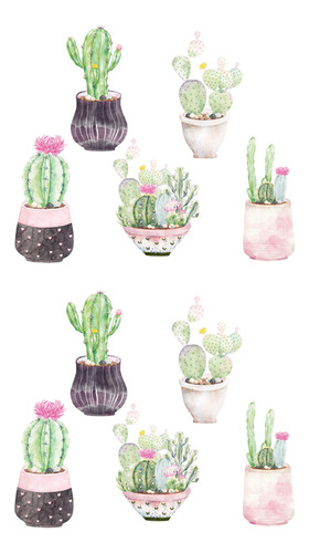 Calcomanías De Pared Con Dibujos Animados De Cactus Para Dec