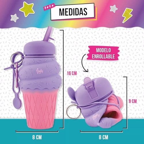 Botella De Silicona Flexible Heladito Lila Footy Original