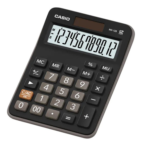 Calculadora De Sobremesa Casio Mx 12b Bk W Dc Negra