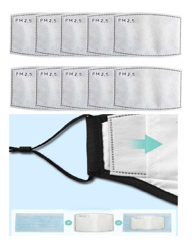 Pm2.5 Activated Carbon Filter Mask Insert Replaceable Reusab