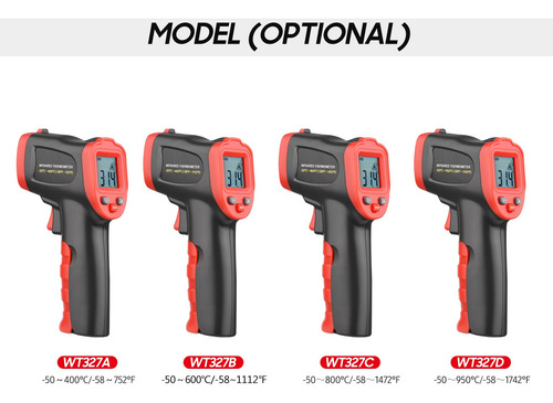 Termómetro De Pistola Infrarroja De Alta Temperatura Wt326c