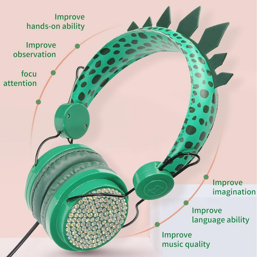 Dinosaurio Glitter Kids Diadema Ajustable Para Auriculares