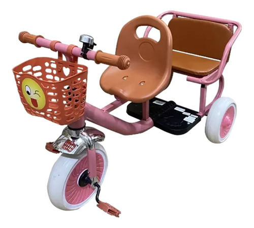 Triciclo Infantil Reto Con 2 Asientos Y Canasto Niños Febo