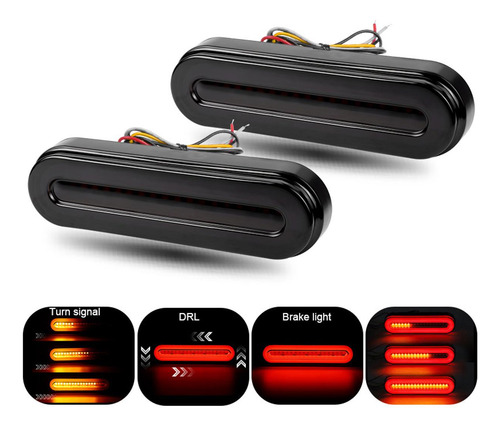 2 Peças De Luzes Traseiras De Freio Led 3 Em 1 Para Veículo,