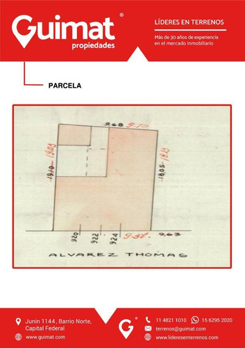 Imagen 8 de 12 de Alvarez Thomas Y Cespedes - Terreno En Venta - Lideres En Terrenos - Guimat Propiedades