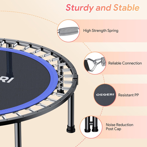 Trampolín Plegable De 48 Pulgadas Para Adultos, Carga Máxima