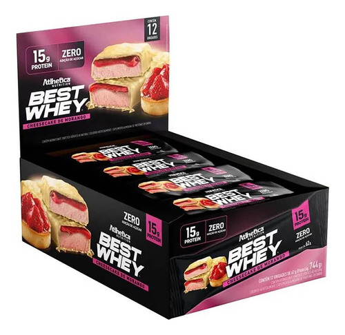 Best Whey Bar 12 Unidades Cheesecake De Morango