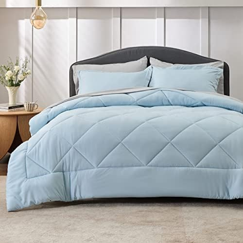 Bedsure Juego De Edredón Queen Azul Cielo - Cama Queen Rever