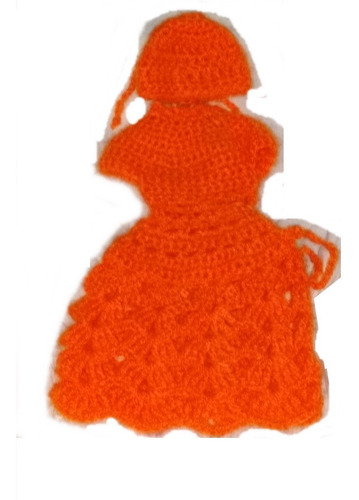 Vestido Lana Tejido Para Muñeca. Gorrito