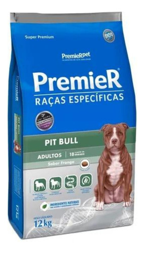 Alimento Premier Super Premium Raças Específicas Pit Bull para cão adulto de raça média sabor frango em sacola de 12kg