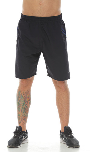 Pantaloneta Deportiva, Color Negro Azul Oscuro Para Hombre