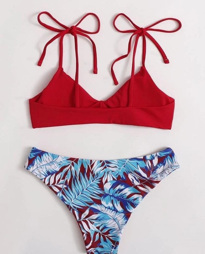 Traje De Baño Dos Piezas Bikini Rojo Azul
