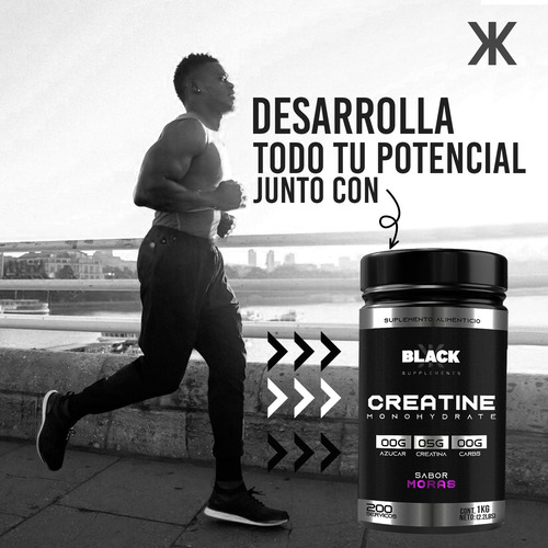 Black Supplements Creatina Monohidratada 1kg 200 Servs Moras
