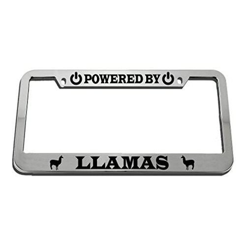 Powered By Llamas Zinc Metal License Plate Frame Car Au...