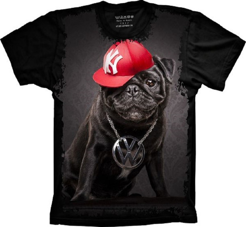 Camiseta Plus Size Cachorro - Pug - Rapper - Animais