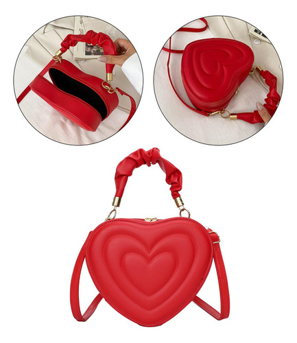Bolso De Hombro En Forma De Corazón, Bolso De Moda En Color