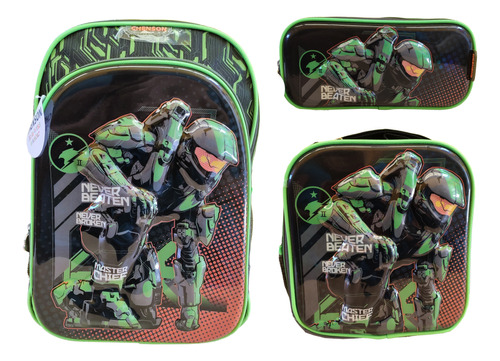 Set Mochila Lonchera Y Lapicera Halo Master Chief 6d Chenson