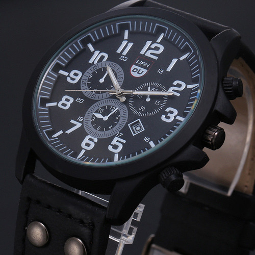 Imagem 3 de 10 de Relógio Militar Masculino Pulseira De Couro Ou Nylon Promoçã