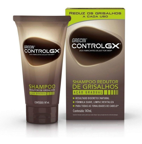 Imagem 1 de 9 de Grecin Shampoo Control Gx Redutor De Grisalho 147ml