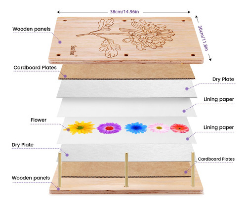 Kit De Prensa De Flores Extra Grande 38 X 30 Cm Manualidades