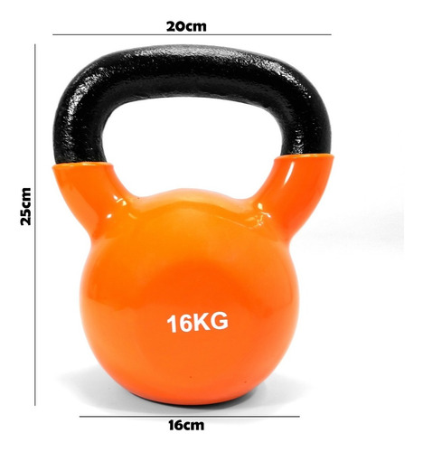 Imagen 6 de 9 de Pesa Rusa O Kettlebell De Hierro Fundido Recubierta 16 Kg