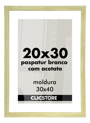 Moldura Paspatur Branco Quadro 20x30 Acetato Retrato Foto Cor Carvalho