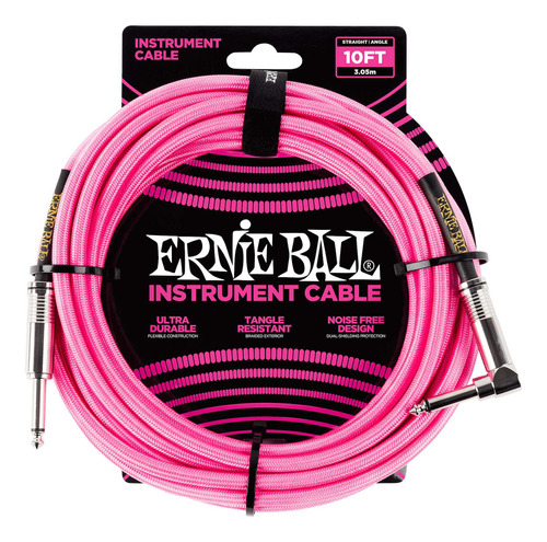 Cable Guitarra Bajo 3,05m Plug Angular Ernie Ball P06078