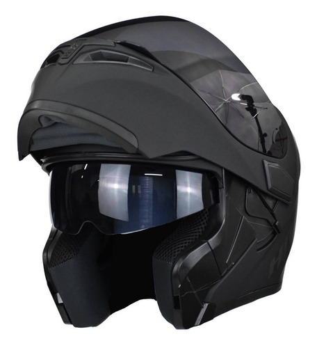 Imagen 2 de 7 de Casco Para Moto Abatible Hro 3400dv Solid Negro Mate S/l