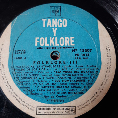 Sin Tapa Disco Folklore 3 De Los Rios Campos Huayra F0