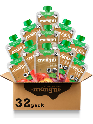 Mongui Orgánico 32 Pack Papilla Frutas Manzana Ciruela