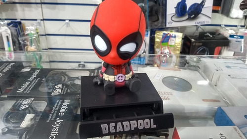 Boneco Balança Cabeça Deadpool Marvel Suporte Celular