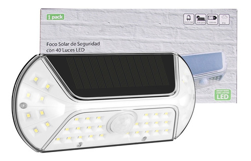 1x Lámpara Solar De Seguridad 40led Exterior De Pared, Muros