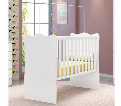 Jogo De Quarto Bebê Berço E Cômoda Encanto Branco Branco
