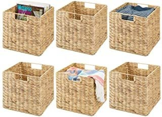 Mdesign Natural Woven Hyacinth Closet Storage Organizer Bask